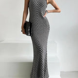 Striped Ribbed Midi Dress