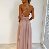 Elegant Sequins Mesh Stitching Long Party Dress