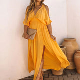 Summer Elegant Solid Color Beach Wear Maxi Dresses