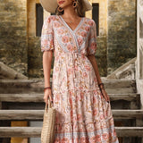 Bohemian Print V-neck HolidayChiffon Dress