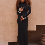 Knit Midi Dress with Ruffle Trim