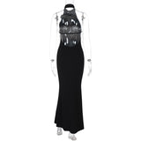 Halter Flower Backless Maxi Dress