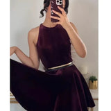 Solid Tank Velvet Mini Dress