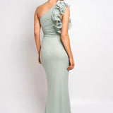 One Shoulder Ruffles Women Maxi Dress