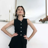 Knitted Solid Slit Vest and Long Skirt Suit