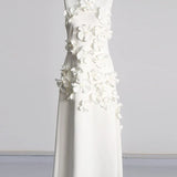 3D Flower Appliqué Mock Neck Midi Dress
