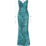 Leopard Print Spaghetti Strap Maxi Dress