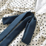 Short Puff Sleeve Bow Detail Dots Print Mini Dress