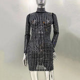 Diamond Crystal Long Sleeved Mini Dress