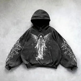 Oversized Gothic Print Hoodie