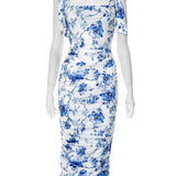 Floral Print Square Collar Midi Dress