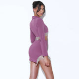 Purple Tassel Skirt and Long Sleeve Jacket Set