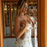 Thin Strap Slash Neck Printed Mini Dress