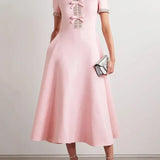 Diamond Edge Bowknot Short Sleeve Midi Dress