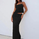 Chiffon Skirt Suit Spaghetti Strap Top and Long Skirt