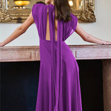 Deep V Purple Maxi Dress High Slit