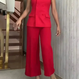 Square Neck Sleeveless Waistcoat Pant Suit