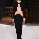 Black Cut Out Long Sleeve Dress Y2K Party Dress