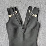 Sleeveless V Neck Bandage Long Dress