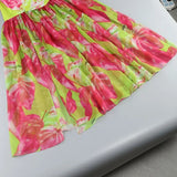 Strapless Retro Print Split Long Dress