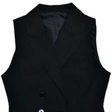 Notched Collar Pleated Skirt Suit Two Piece Sets