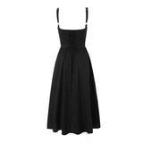 Wire Corset Style Low Waist White Midi Dress