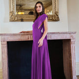 Deep V Purple Maxi Dress High Slit