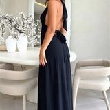 Halter Deep V Neck High Split Maxi Dress For Women
