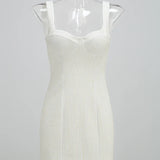 White Spaghetti Strap Diamonds Mini Dress