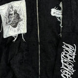 Embroidered Cross Zip Up Hoodie