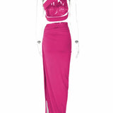 Crop Top and Hollow Out Skirt Suit