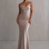 3D Flower Draped Open Back Maxi Dress