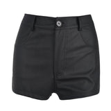 Women Sexy Hollow Out Lace-up Pu Matte Personality Shorts