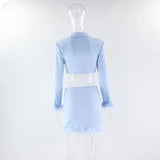 Long Sleeves Top High Waist Mini Skirts Suits