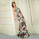 Floral Print Backless Maxi Dress