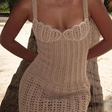 Knitted Pearl Beaded Mini Dress
