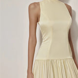 Patchwork Open Back Sleeveless Round Neck Maxi Dress