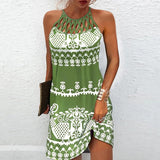 Women Beach Mini Dress Fashion Summer Sleeveless Hollow Elegant Boho Party