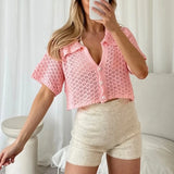 Knit Hollow Out Top and Long Skirt Suit