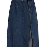 2025 Midi Spring Summer Side Split High Wasit Jeans Straight Female Skirt