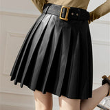 Faux Pleated Women's With Belted 2025 New Sexy Mini Autumn Winter Skirt