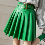 Faux Pleated Women's With Belted 2025 New Sexy Mini Autumn Winter Skirt