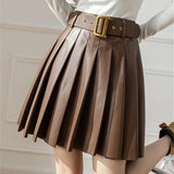 Faux Pleated Women's With Belted 2025 New Sexy Mini Autumn Winter Skirt