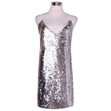 Sequin Mini Dress Women Spaghetti Strap Deep V-neck Dress Summer Sleeveless Party Dresses