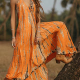 Sexy Backless Halter Necktie Printed Boho Dress