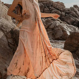 Sexy Backless Halter Necktie Printed Boho Dress