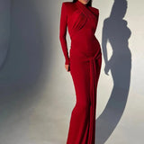 Bandage Bodycon Halter Collar O-neck Long Sleeve Maxi Dress