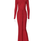 Bandage Bodycon Halter Collar O-neck Long Sleeve Maxi Dress