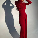 Bandage Bodycon Halter Collar O-neck Long Sleeve Maxi Dress