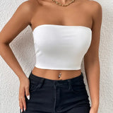 Bodycon Crop Tube Top Solid Stretchy Every Day Crop Top